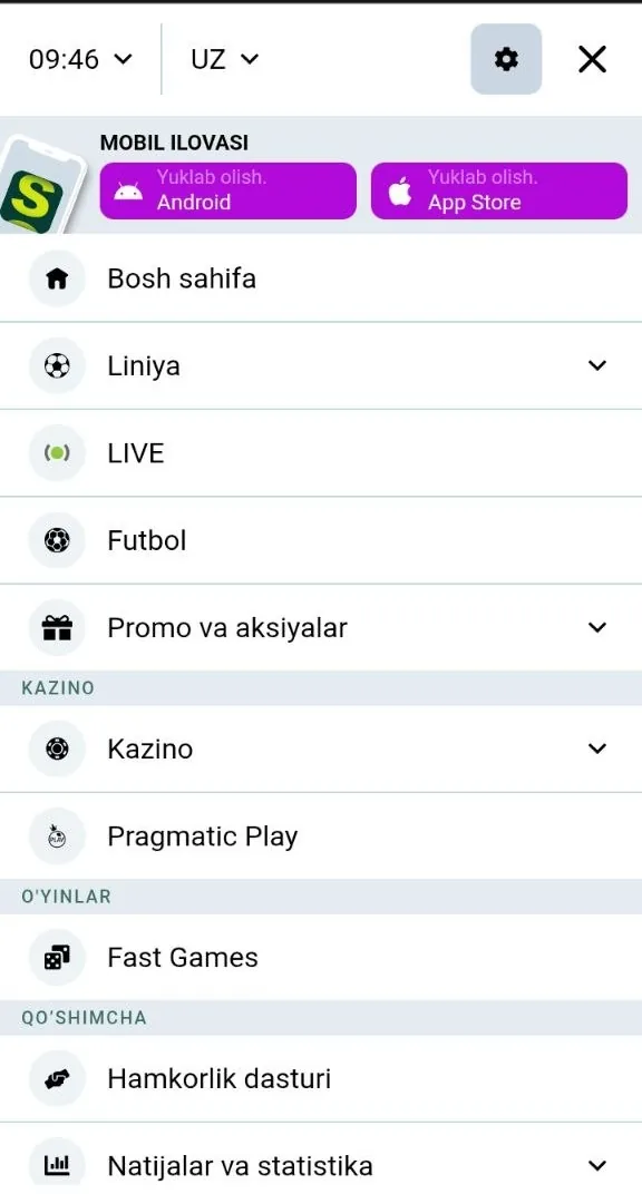SpinBetter yuklab olish — mobil mijozni yuklash sahifasi