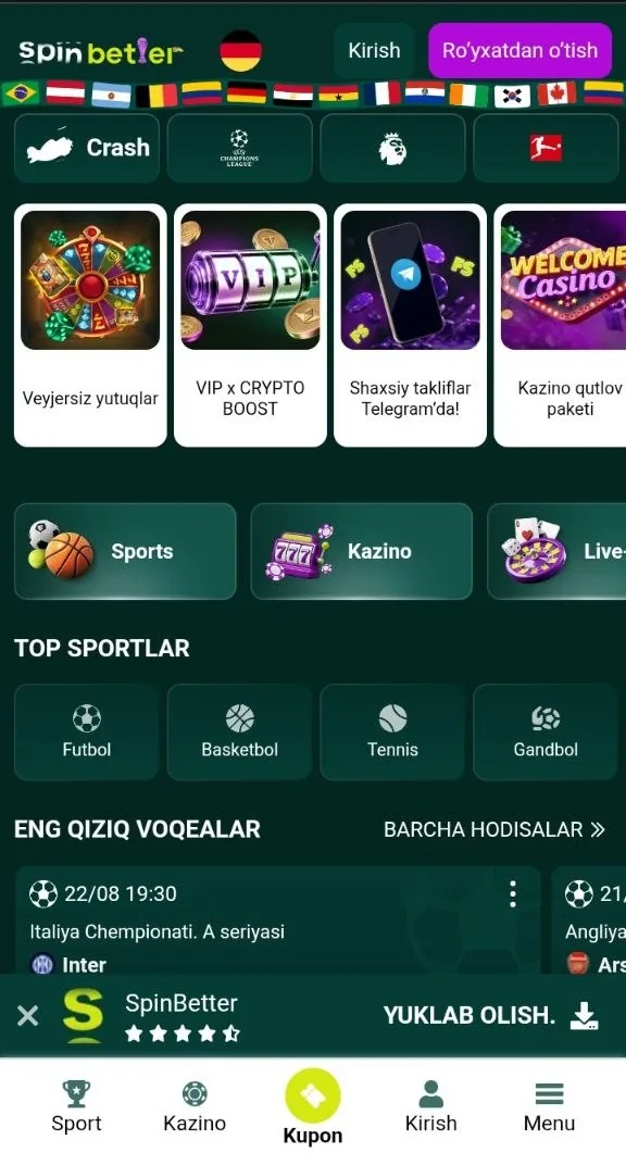 SpinBetter UZ — oʻzbek bozoridagi kazinomiz vitrinasi